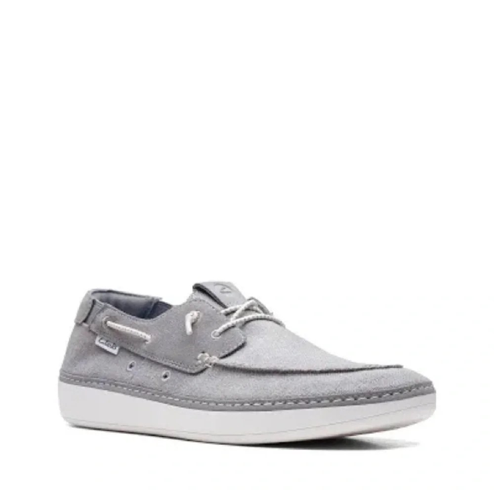Clarks Higley Tie shoes loafers casual gray canvas men’s size 7 boat shoes